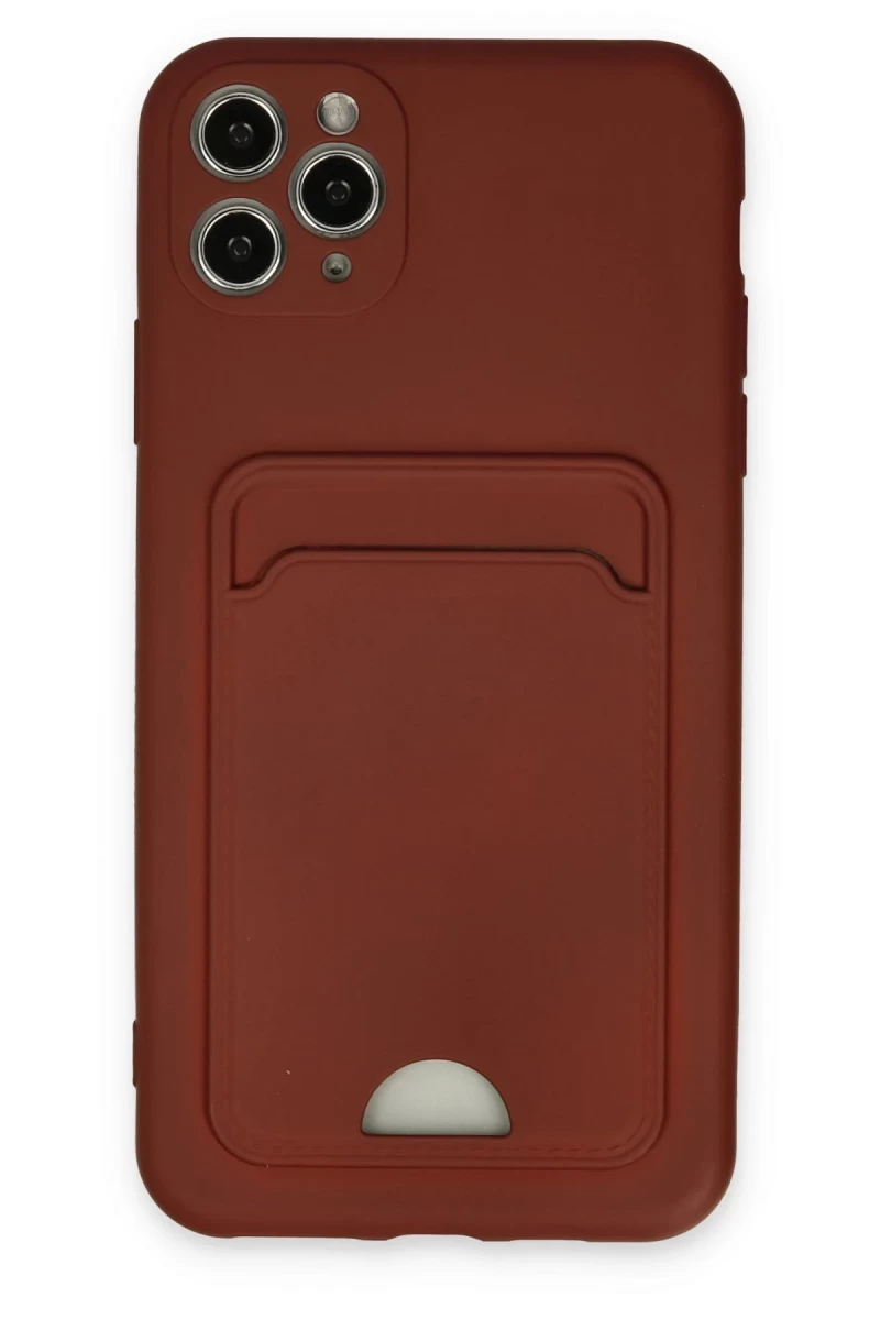 Apple iPhone 11 Pro Max Uyumlu Kılıf Kelvin Kartvizitli Silikon - Bordo