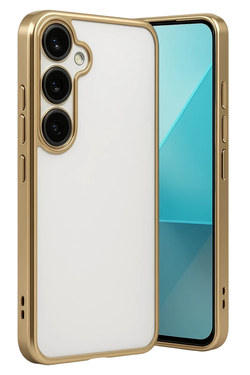 Samsung Galaxy A24 4G Prime Uyumlu Kılıf Lensli Silikon - Gold