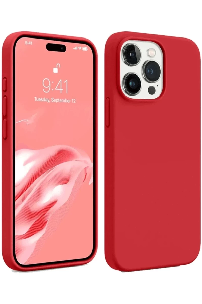 Apple iPhone 15 Pro Uyumlu Kılıf First Silikon - Kırmızı