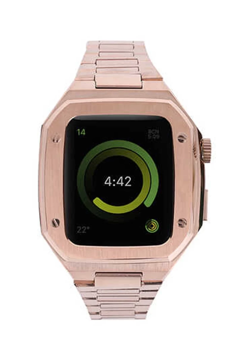 Apple Watch 44mm Uyumlu Metal Petek Kasalı Kordon - Rose Gold