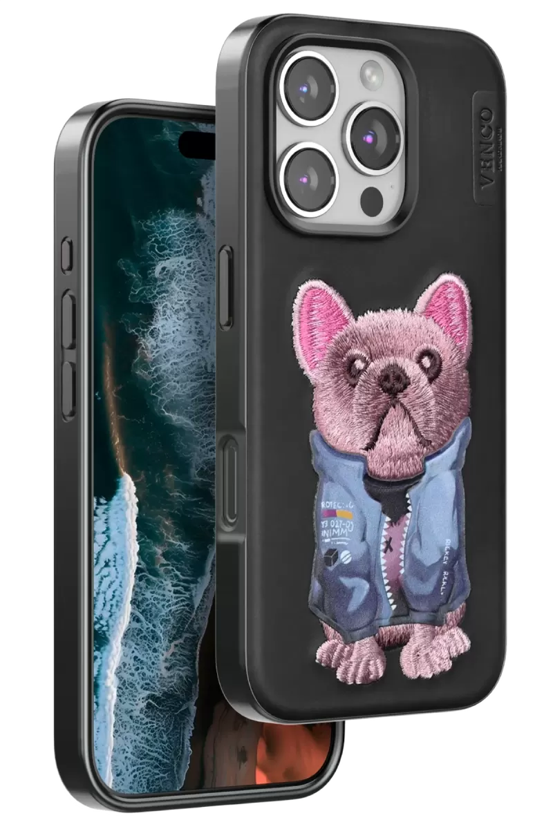 Venco Apple iPhone 16 Pro Max Uyumlu Cute Desenli Kapak - Siyah