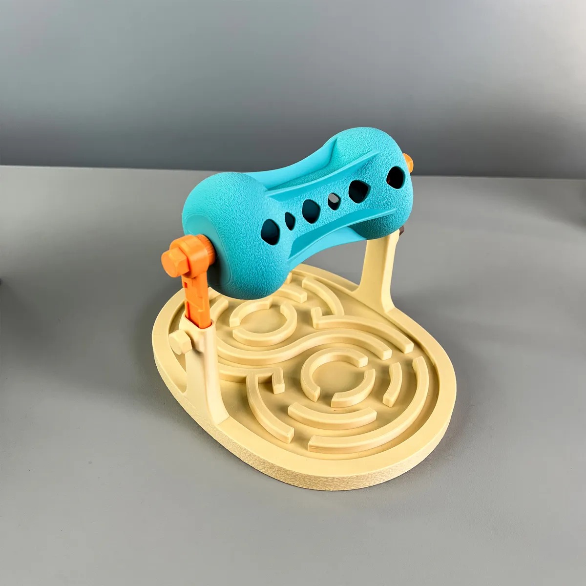 3D Baskı Labirentli Köpek ve Kedi Zeka Oyuncağı Dönen Ödül Silindirli Yavaş Yeme Aktivite - Turkuaz Krem
