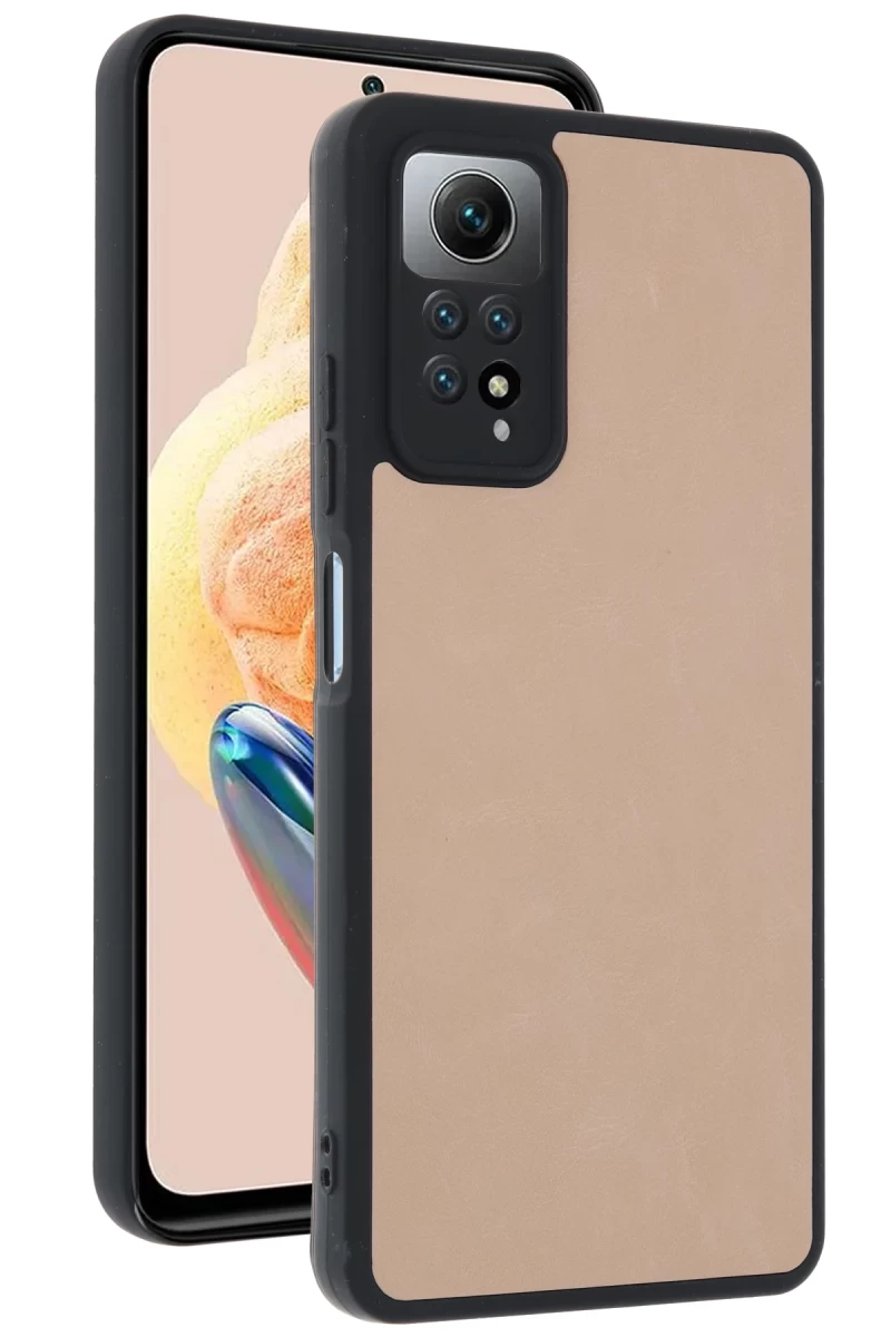 Xiaomi Redmi Note 12 Pro 4G Uyumlu Kılıf Aras Deri Kapak - Pudra