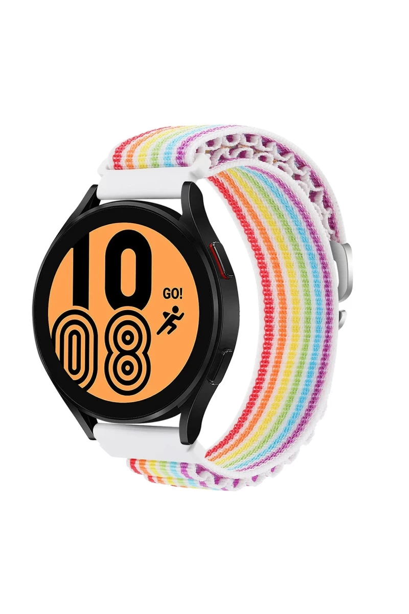 Watch 20mm Uyumlu KR410 Kumaş Kordon - Gökkuşağı