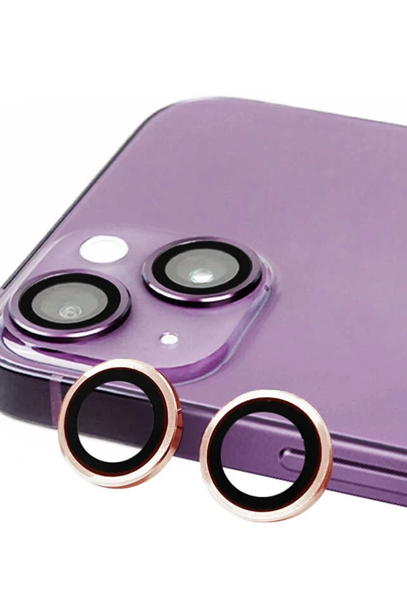 Apple iPhone 13 Uyumlu Raze Metal Kamera Lens - Pembe