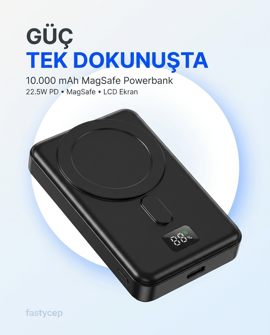 Snapron SNP-3025 PD 22.5W Hızlı Şarj LCD Ekran MagSafe 10000 mAh Powerbank