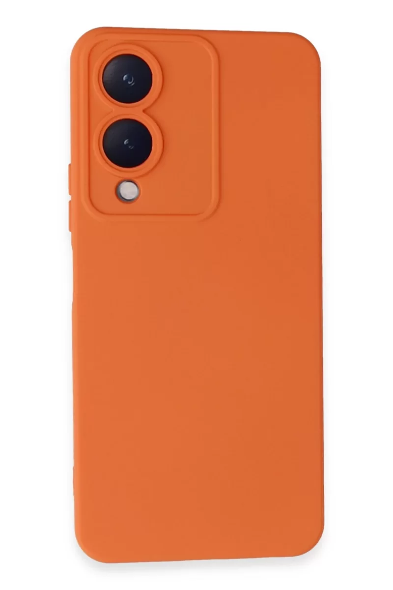Vivo Y17S Uyumlu Kılıf Nano içi Kadife Silikon - Turuncu