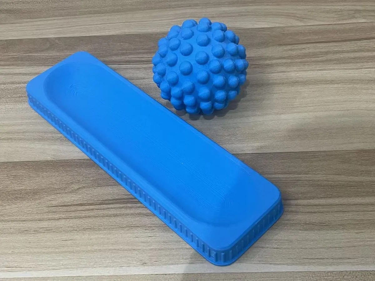 3D Baskı Ayak Masaj Topu ve Tepsi Seti Dikenli Ayak Taban Masaj Aleti Ev Ayak Rahatlatıcı - Mavi