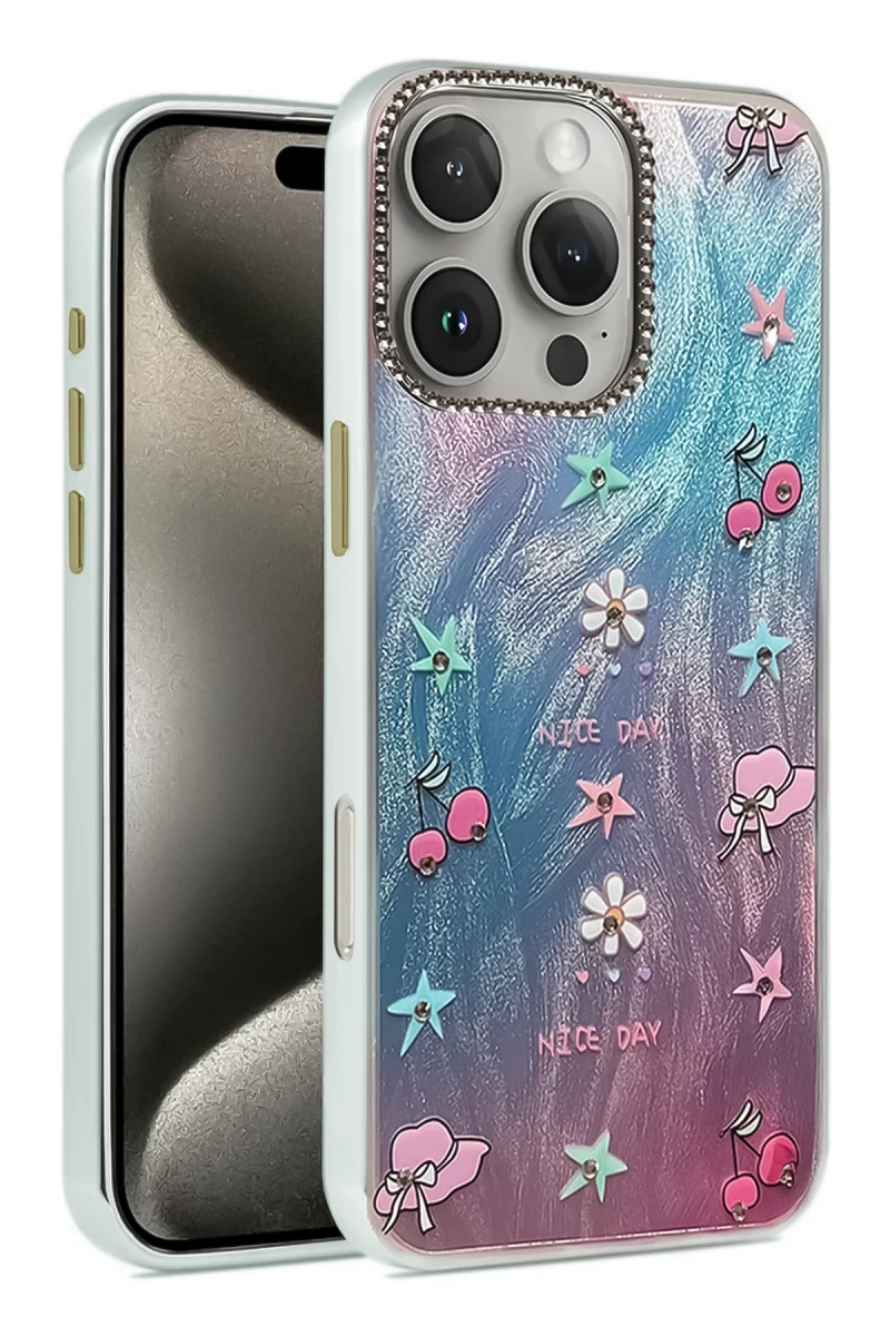 Apple iPhone 16 Pro Max Uyumlu Kılıf Blade Aynalı Desenli Kapak - Desen 4