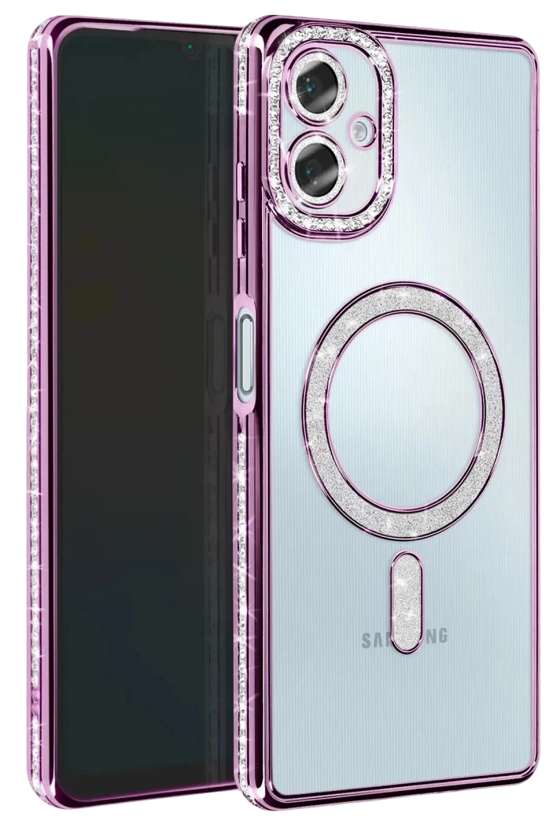 Samsung Galaxy A07 4G Uyumlu Joke Simli Magneticsafe Kılıf - Derin Mor