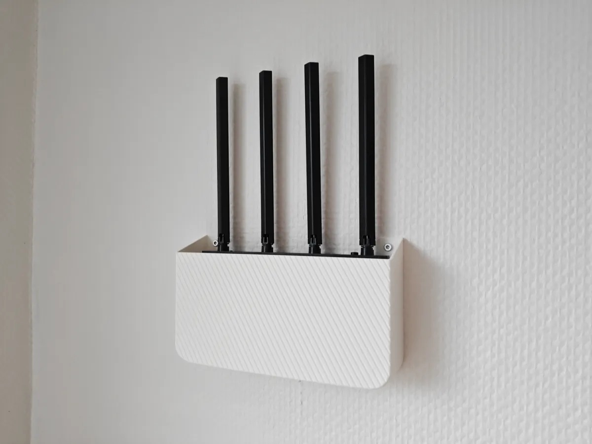 3D Baskı Duvar Tipi Wifi Modem Saklama Rafı Router Gizleme Askısı Kablo Çıkışlı Beyaz Modem Tutucu 23x13 cm