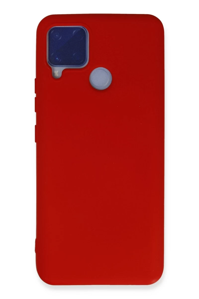 Realme C15 Uyumlu Kılıf Nano içi Kadife Silikon - Kırmızı