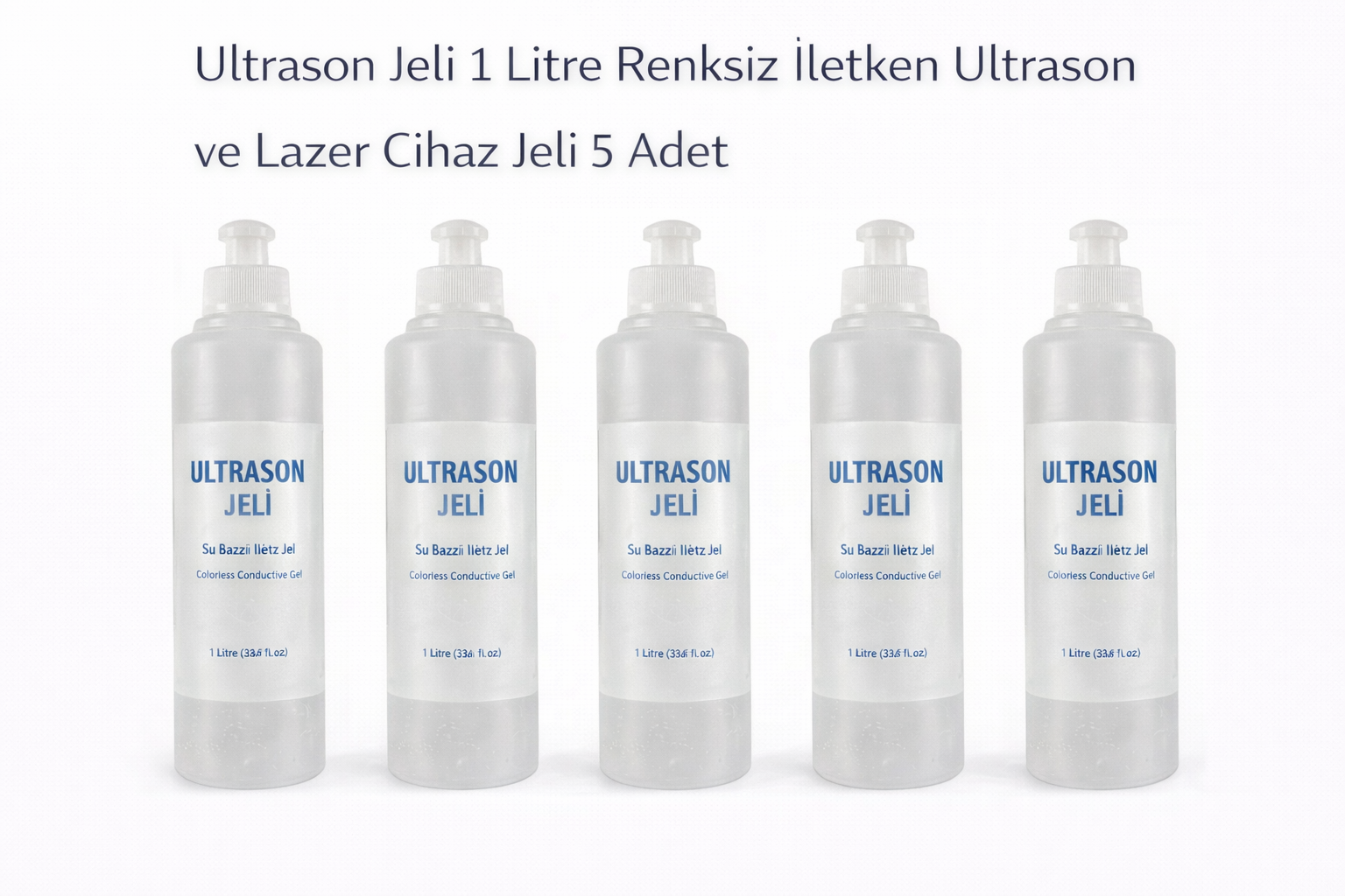 Ultrason Jeli 1 Litre Renksiz İletken Ultrason ve Lazer Cihaz Jeli 5 Adet