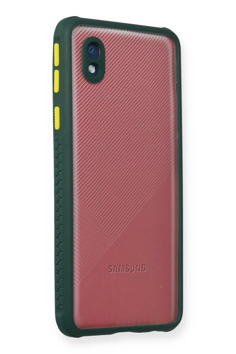 Samsung Galaxy A01 Core Uyumlu Kılıf Miami Şeffaf Silikon - Koyu Yeşil
