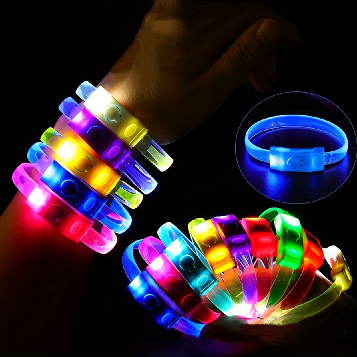 Festival &amp; Parti LED Bileklik Baskı Yapılabilir 3 Farklı Mod Işıklı 1 Adet