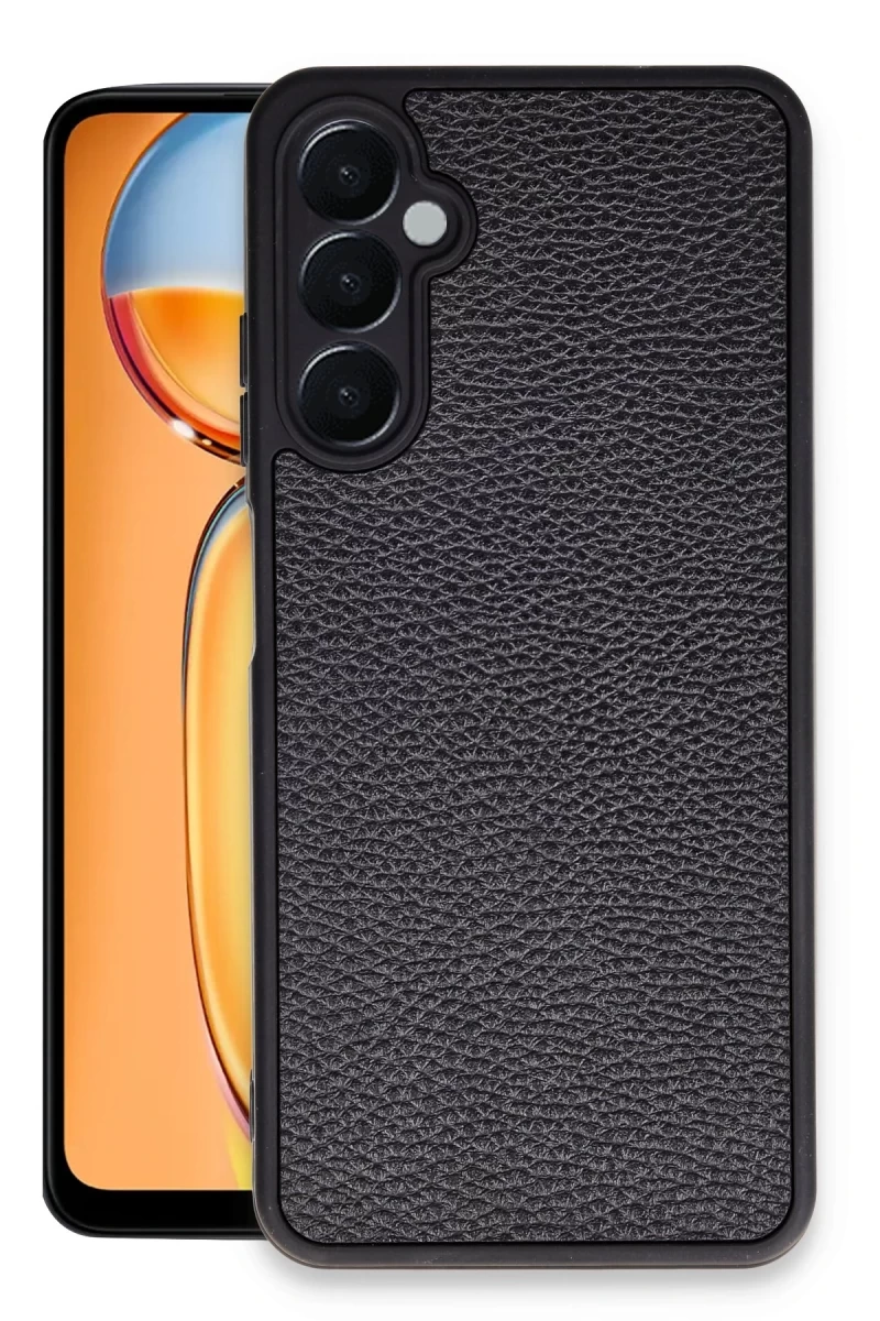 Samsung Galaxy A55 5G Uyumlu Kılıf Aras Deri Kapak - Siyah