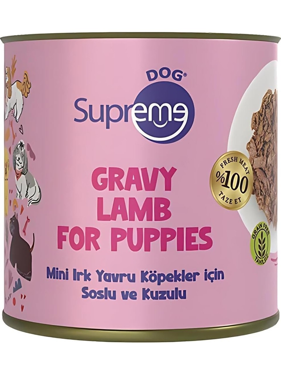 SUPREME Dog Mini Irk Yavru Köpekler Için Soslu ve Kuzulu Konserve Mama 200 gr - tekli