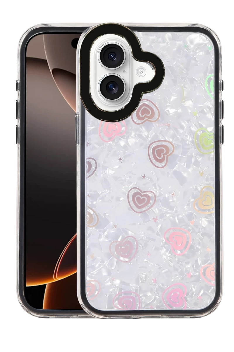 Apple iPhone 16 Uyumlu Lumi Desenli Kapak - Siyah