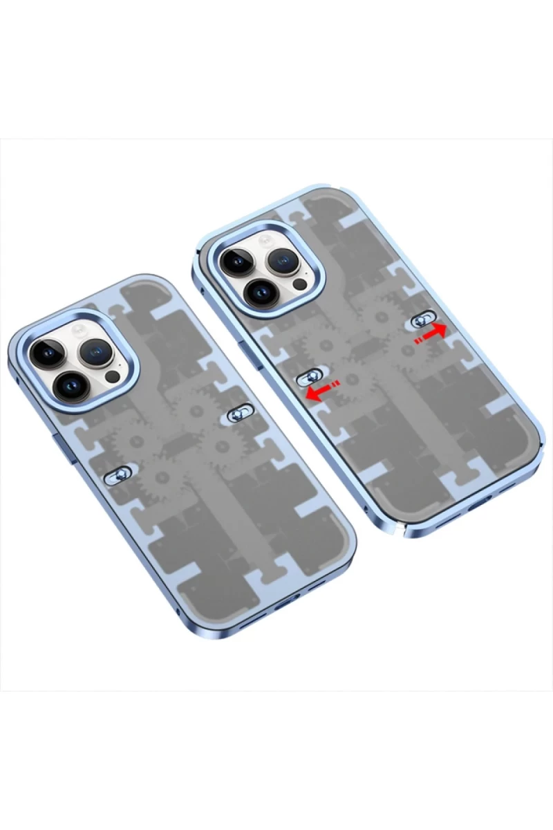 Apple iPhone 14 Pro Uyumlu Kılıf Mekanik Bumper Kapak - Mavi
