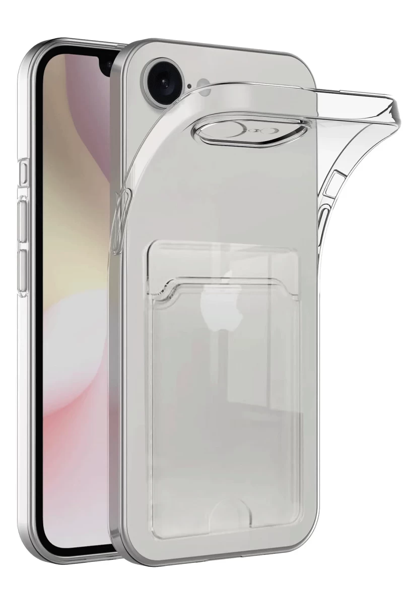Apple iPhone 16E Uyumlu Kılıf Kart Şeffaf Silikon - Şeffaf