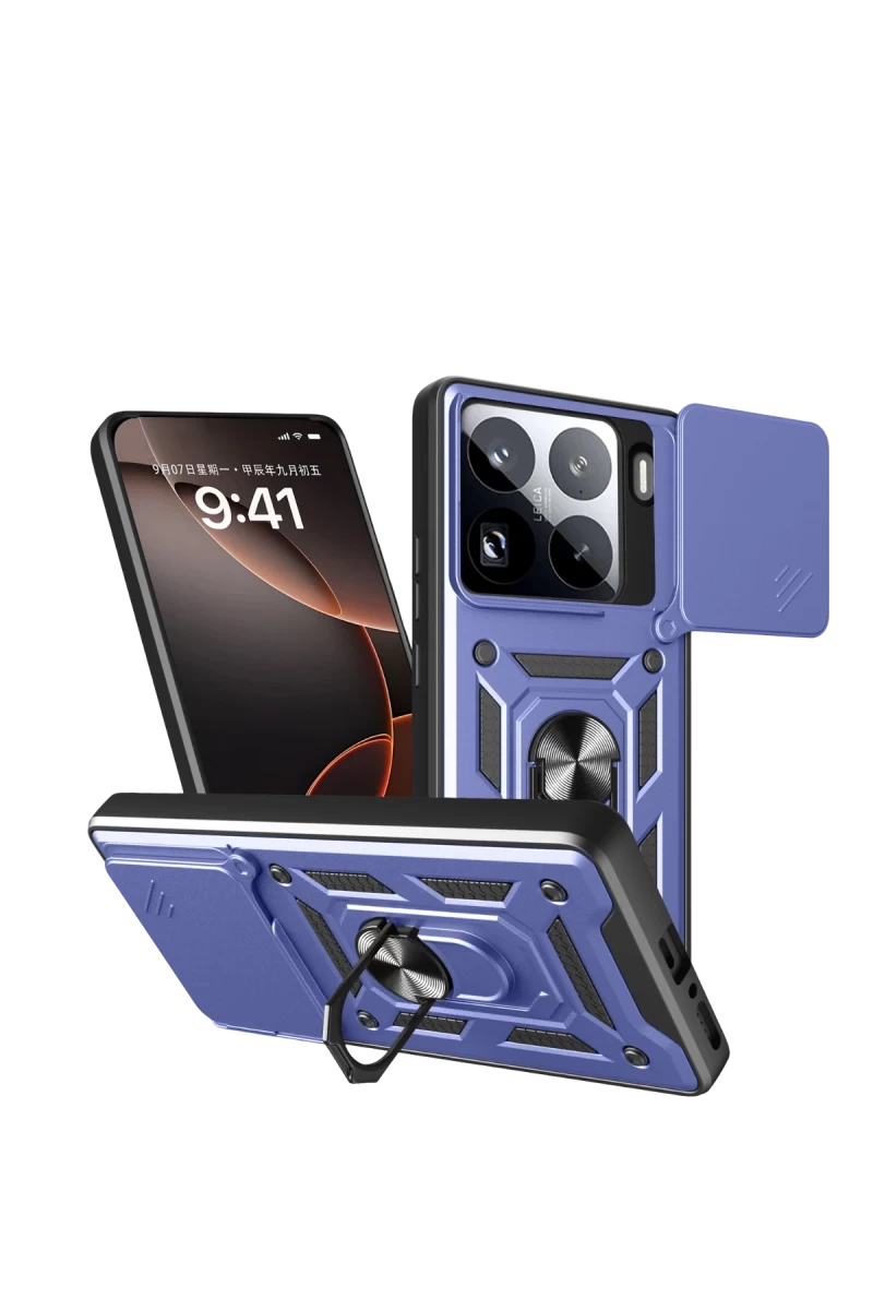 Xiaomi Mi 15 Pro Uyumlu Kılıf Pars Lens Yüzüklü Silikon - Lacivert