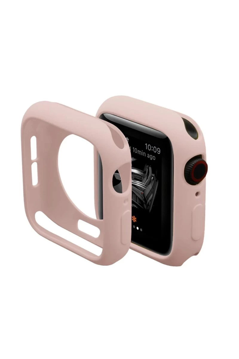 Apple Watch 42mm Uyumlu Silikon Alt Kasa - Pudra