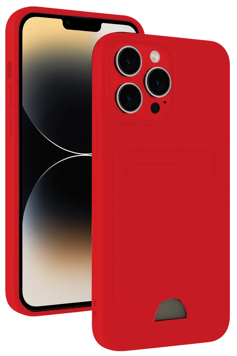 Apple iPhone 13 Pro Uyumlu Kılıf Kelvin Kartvizitli Silikon - Kırmızı