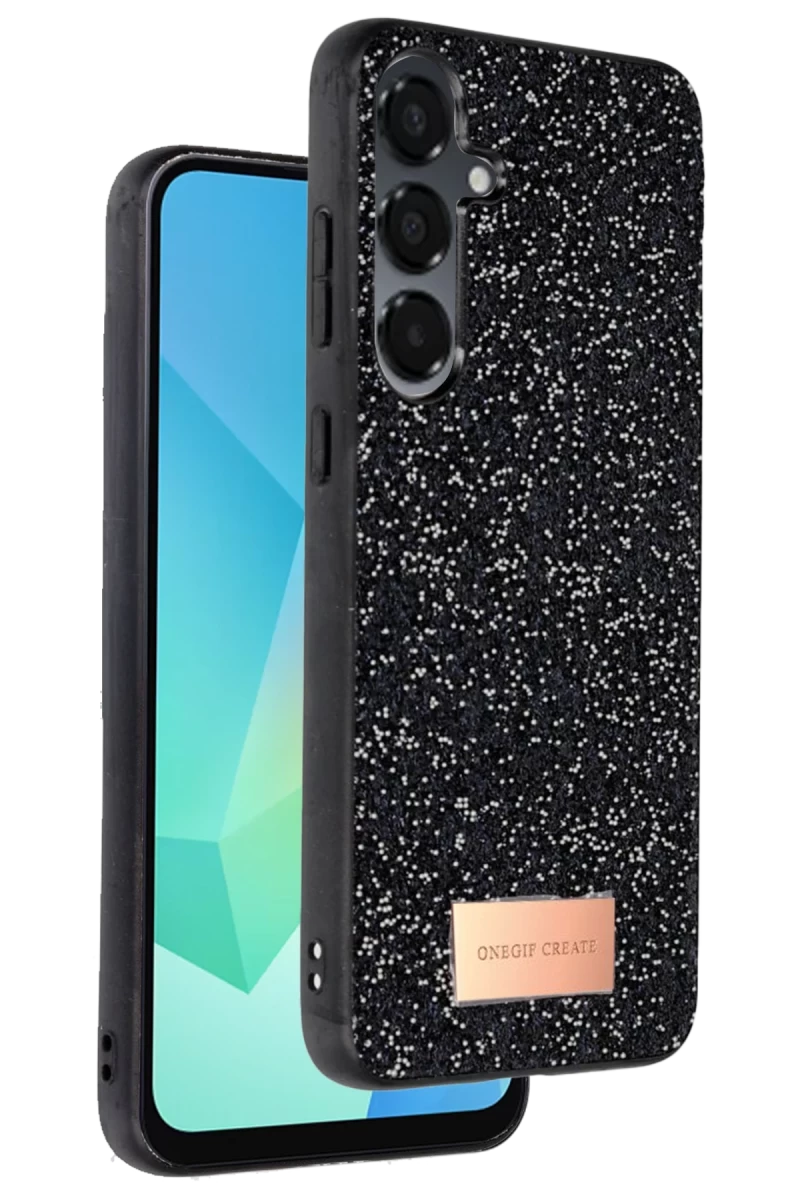 Onegif Samsung Galaxy A36 Uyumlu Bright Simli Kapak - Siyah