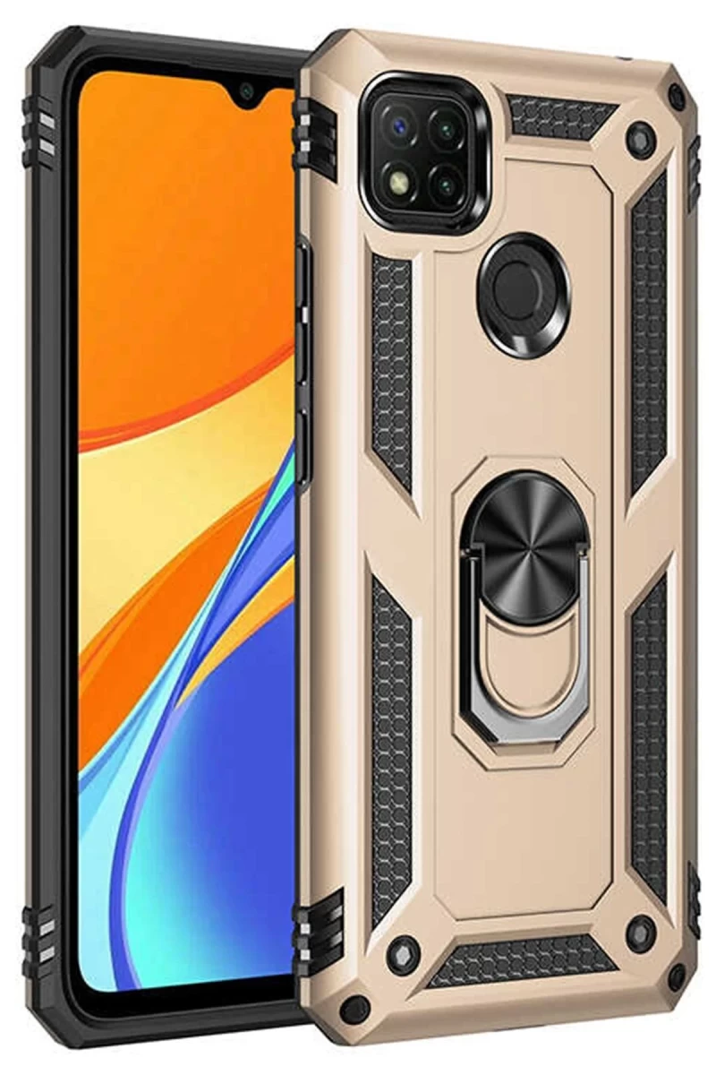 Xiaomi Redmi 9C Uyumlu Kılıf Sofya Yüzüklü Silikon Kapak - Gold