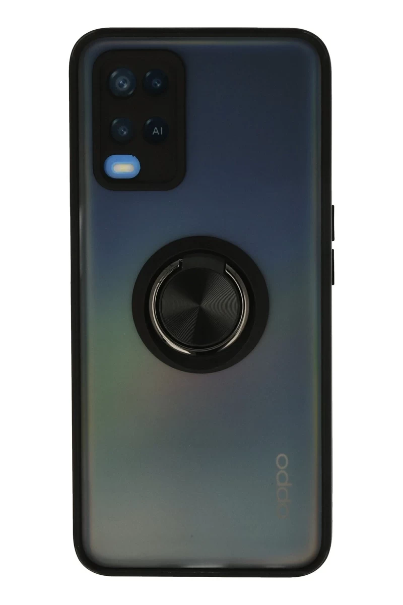 Oppo A54 4G Uyumlu Kılıf Montreal Yüzüklü Silikon Kapak - Siyah