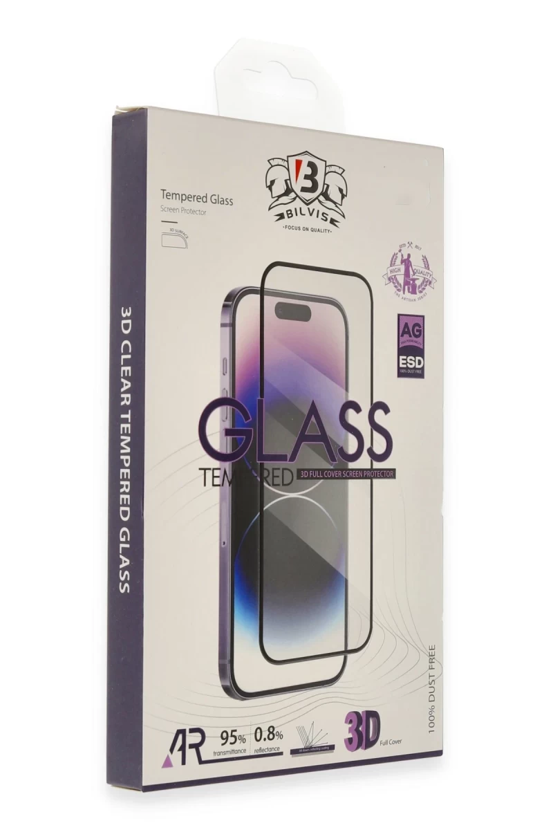 Apple iPhone 15 Pro Max Uyumlu Bilvis 3D Cam Ekran Koruyucu