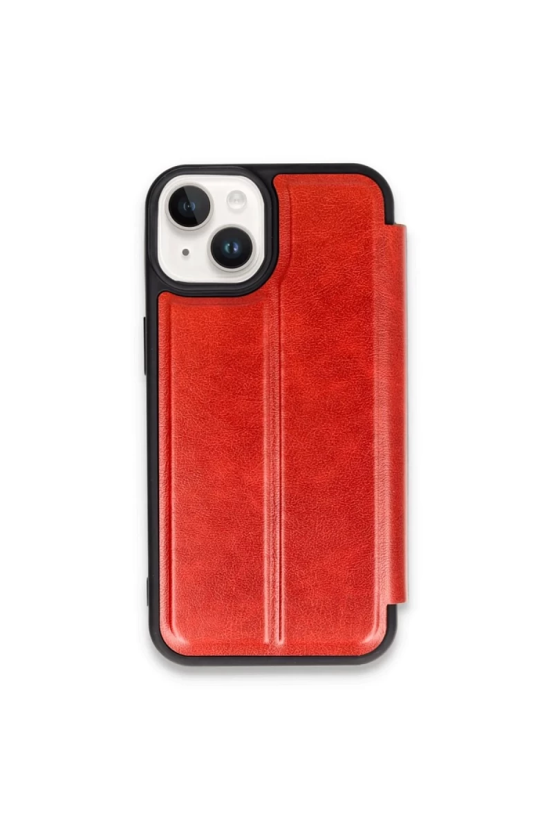 Apple iPhone 15 Uyumlu Kılıf Flip Cover - Kırmızı