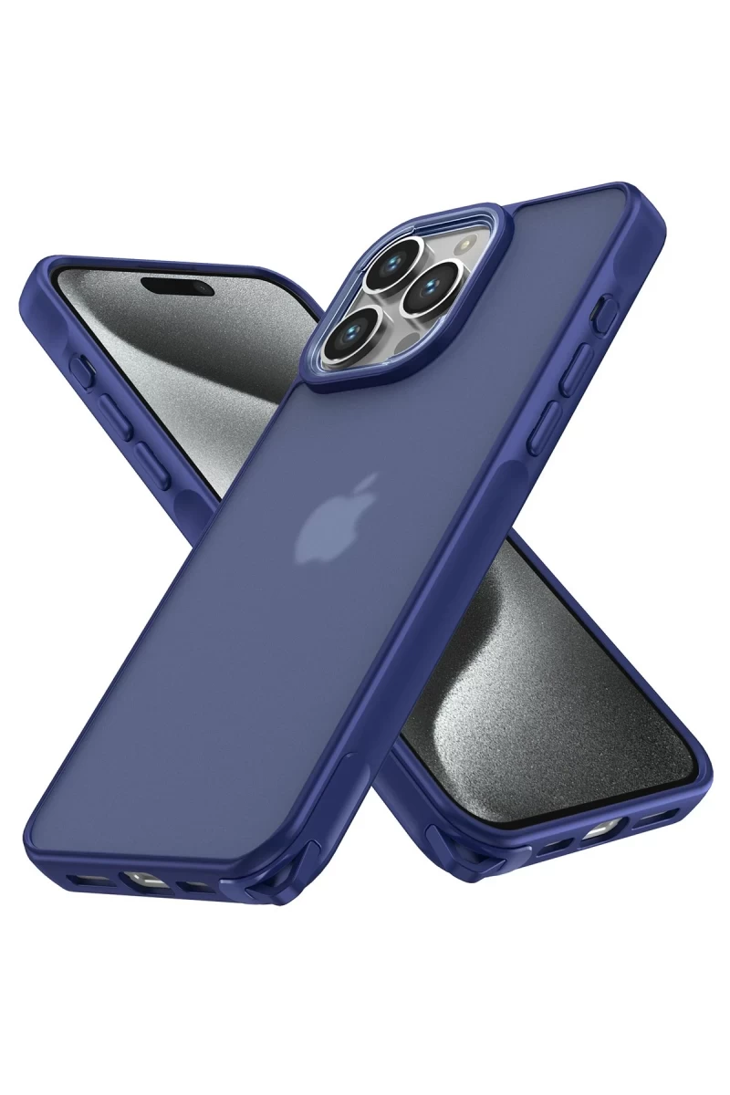 Apple iPhone 15 Pro Max Uyumlu Kılıf Elegant Kapak - Lacivert