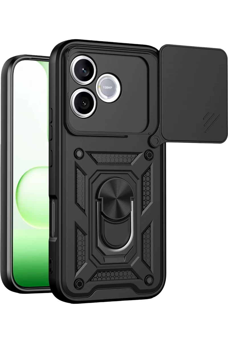 Huawei Honor 600 Lite Uyumlu Pars Lens Yüzüklü Silikon - Siyah
