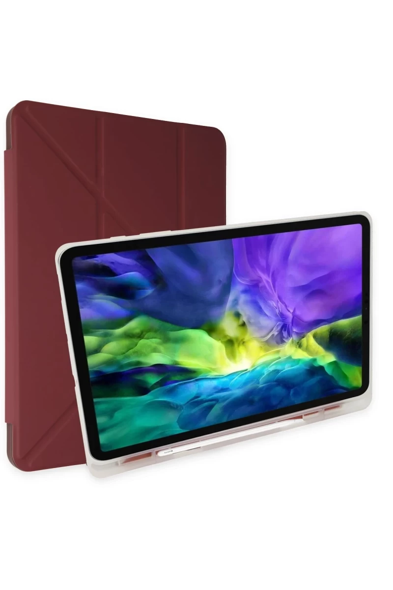 Samsung Galaxy P610 Tab S6 Lite 10.4 Kılıf Kalemlikli Mars Tablet Kılıfı - Mürdüm