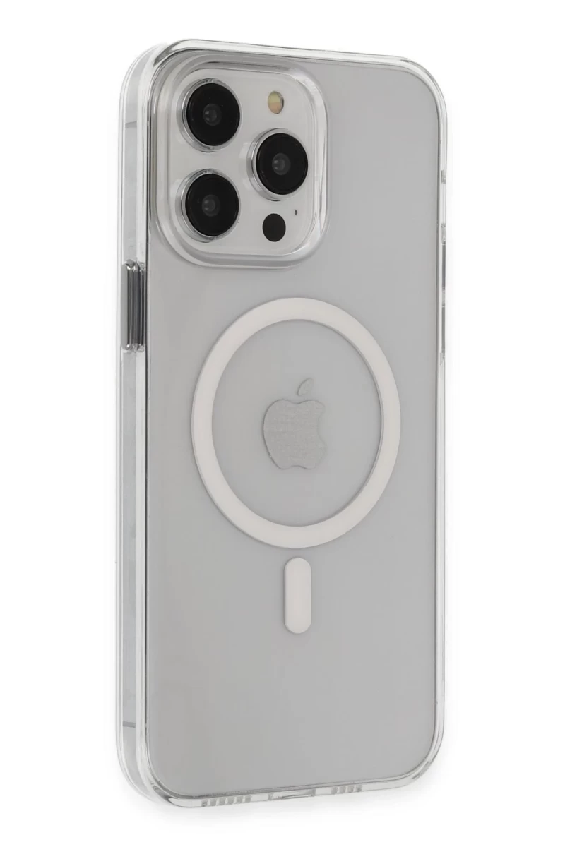 Apple iPhone 15 Pro Max Uyumlu Kılıf Tron Şeffaf Magsafe Kapak - Şeffaf