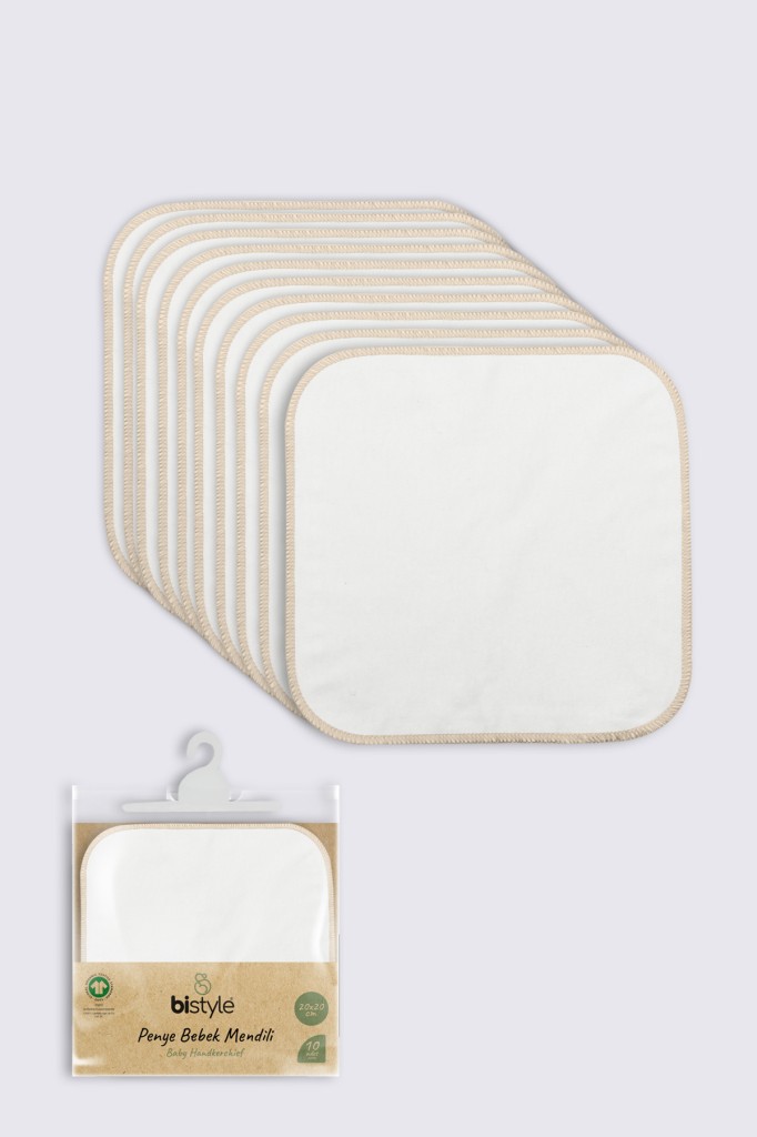 Organik 20x20 10'Lu Penye Mendil 90102 Ekru · Renk: Ekru