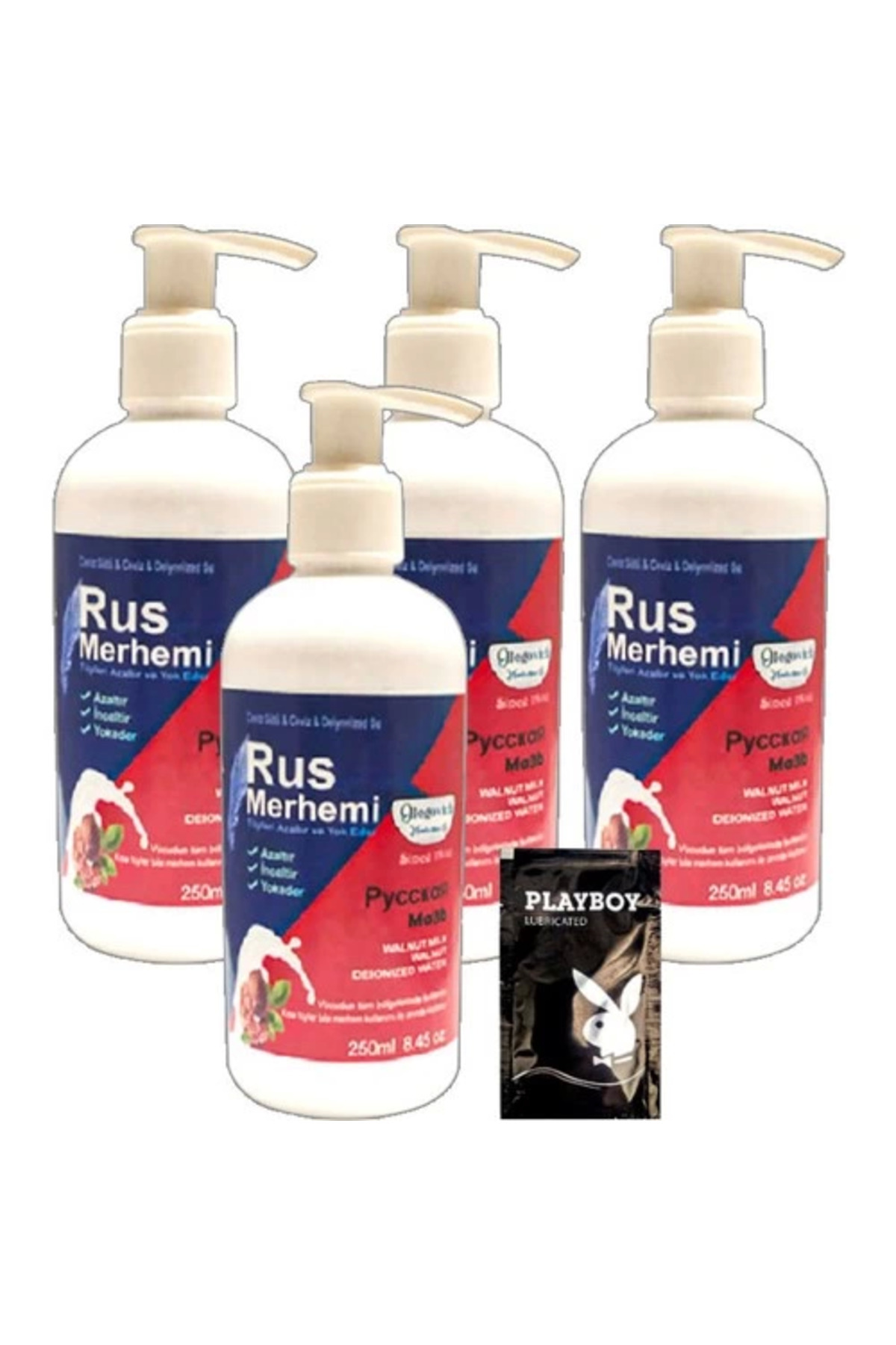 Playboy 4lüx 250 ml Tüy Dökücü Krem Ceviz Sütlü & Cevizli Rus Merhemi + Yanında Jel