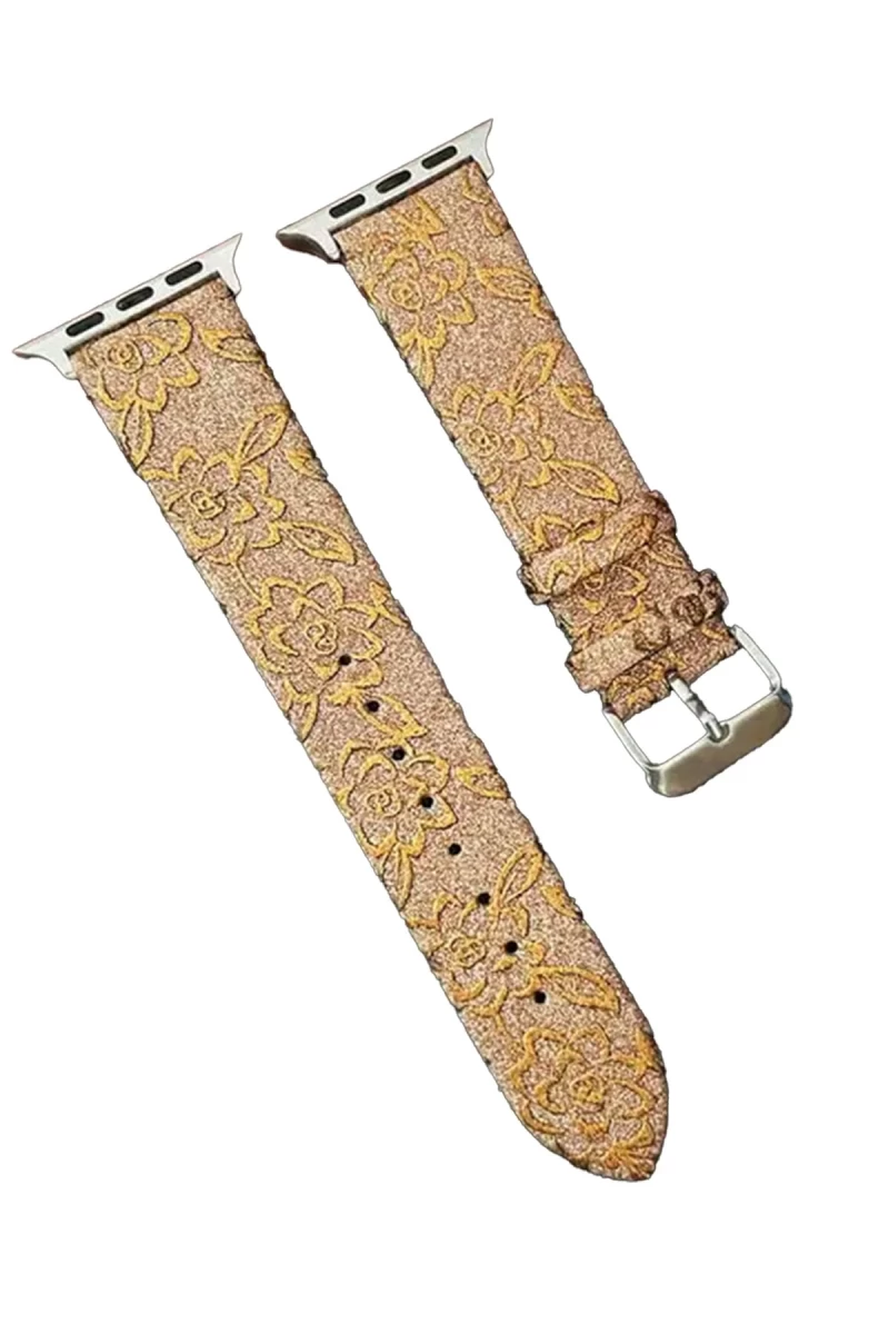Apple Watch 42mm Uyumlu Creeper Desenli Kordon - Gold