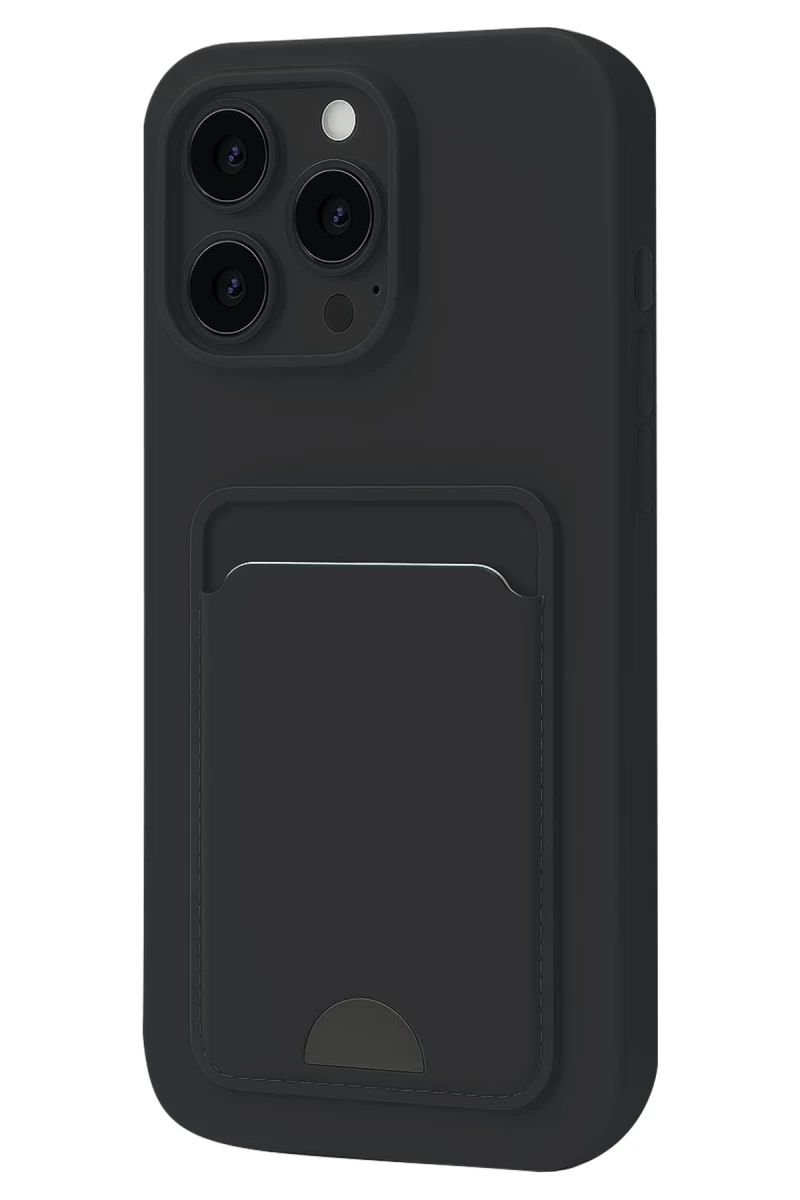 Apple iPhone 16 Pro Uyumlu Kılıf Kelvin Kartvizitli Silikon - Siyah