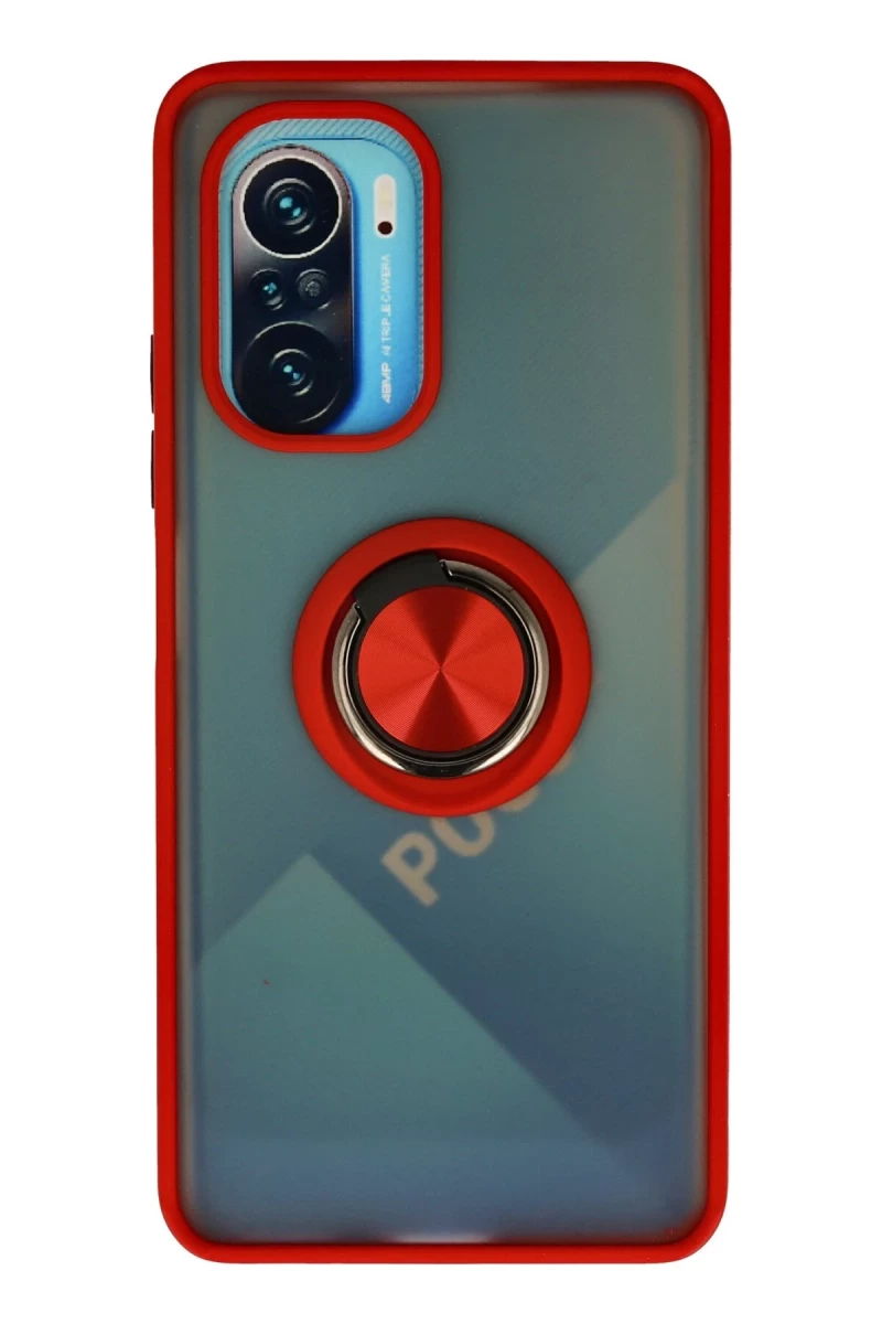 Xiaomi Redmi K40 Uyumlu Kılıf Montreal Yüzüklü Silikon Kapak - Kırmızı