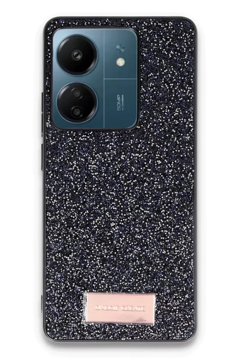 Onegif Xiaomi Redmi 13C Uyumlu Bright Simli Kapak - Siyah