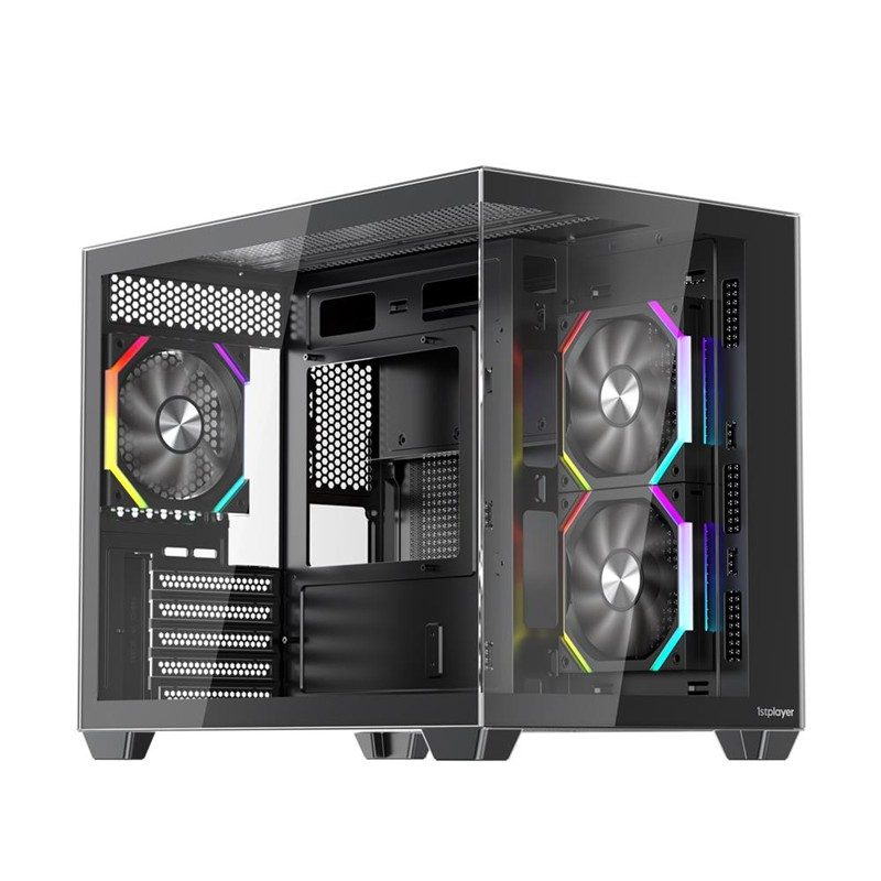 1ST PLAYER BV6 SİYAH ACK 650W 80+ BRONZE ARGB 3X12CM FAN PANORAMİK TEMPERLİ CAM USB 3.0 M-ATX KASA