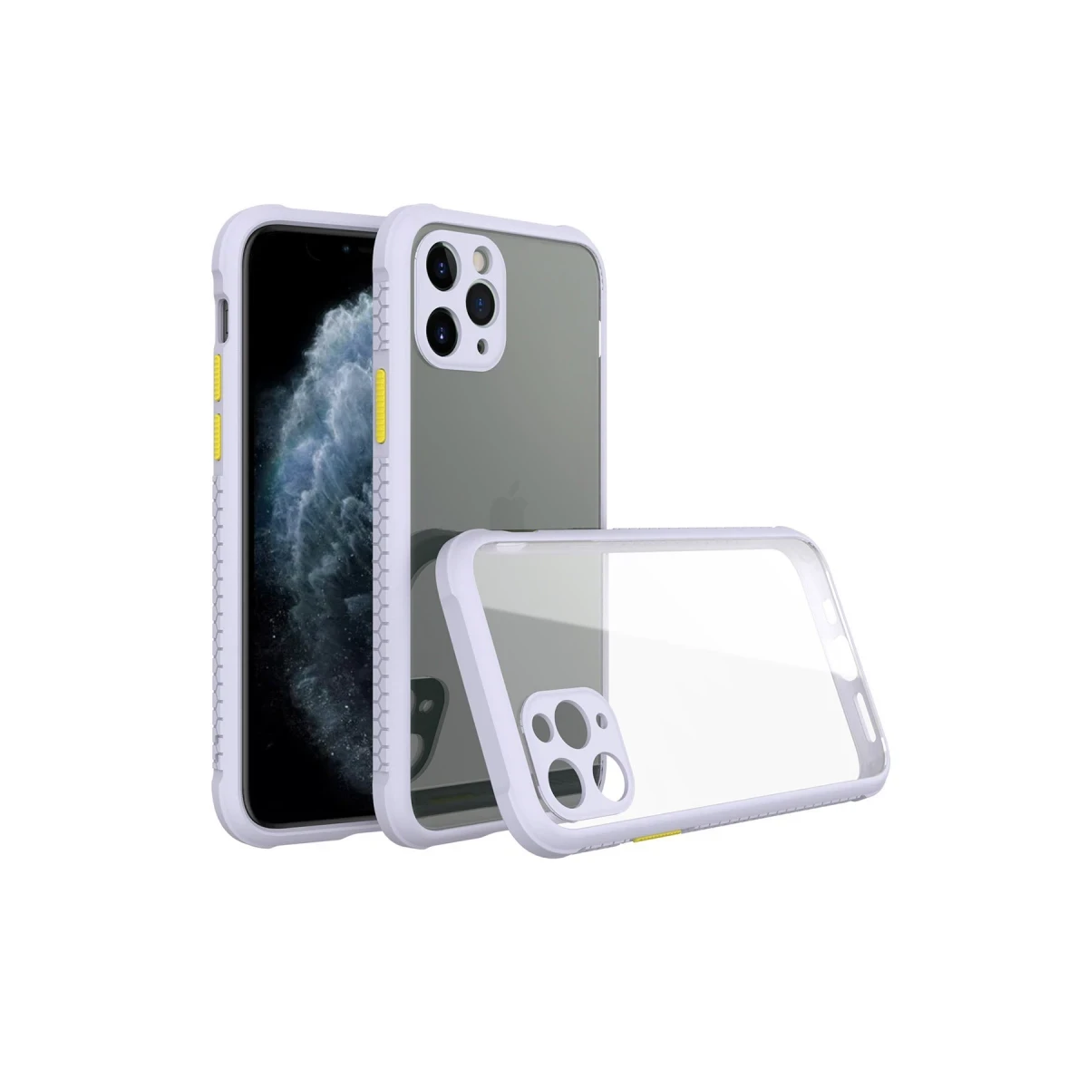 Apple iPhone 11 Pro Max Kılıf Miami Şeffaf Silikon - Lila