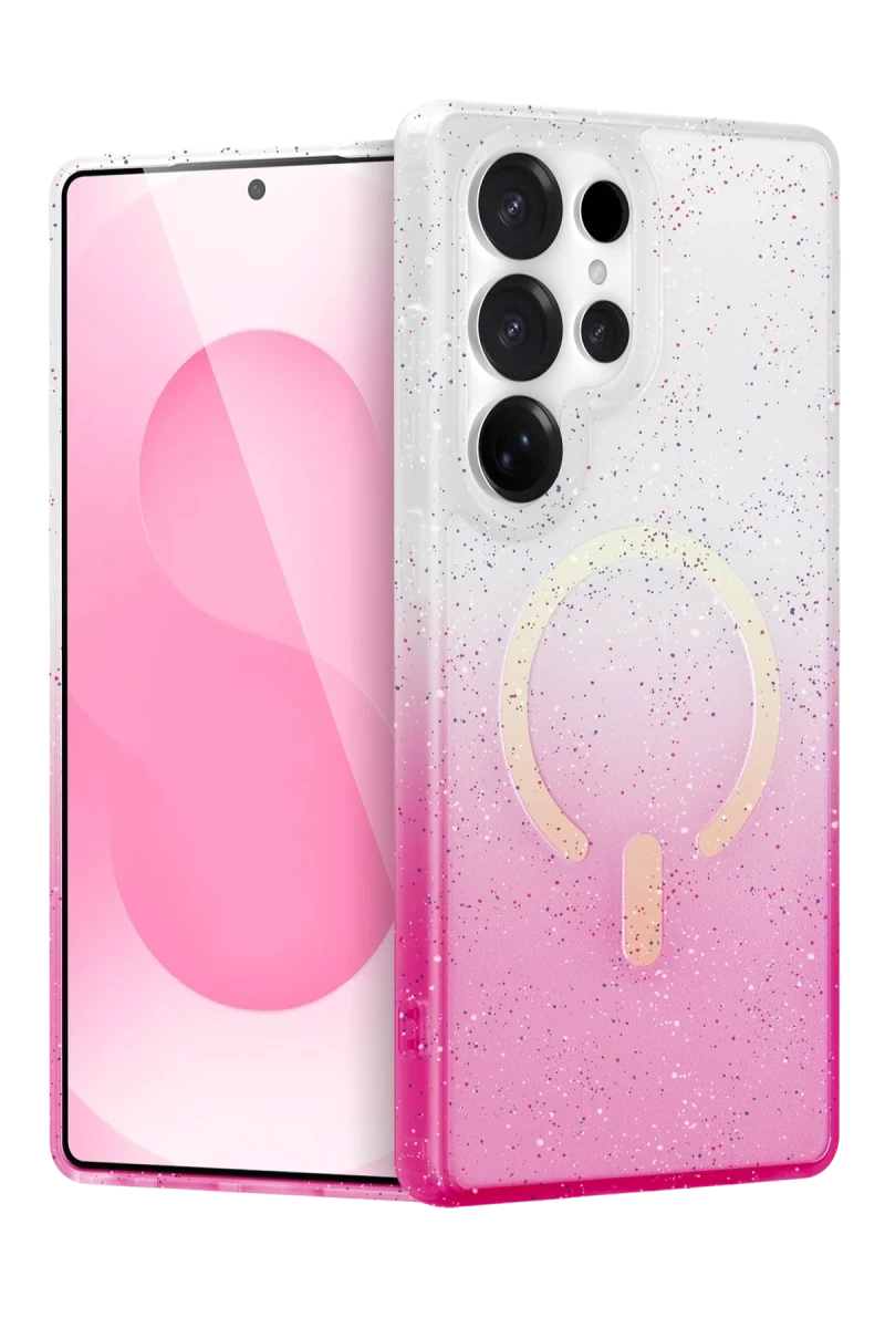 Samsung Galaxy S25 Ultra Uyumlu Pummel Shiny Magsafe Kapak - Pembe