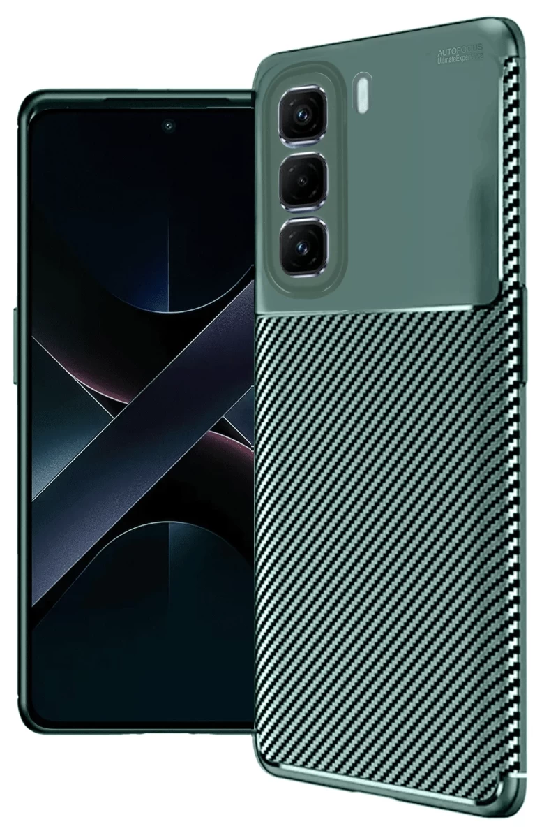 İnfinix Hot 50 Pro Plus 4G Uyumlu Auto Focus Karbon Kapak - Koyu Yeşil