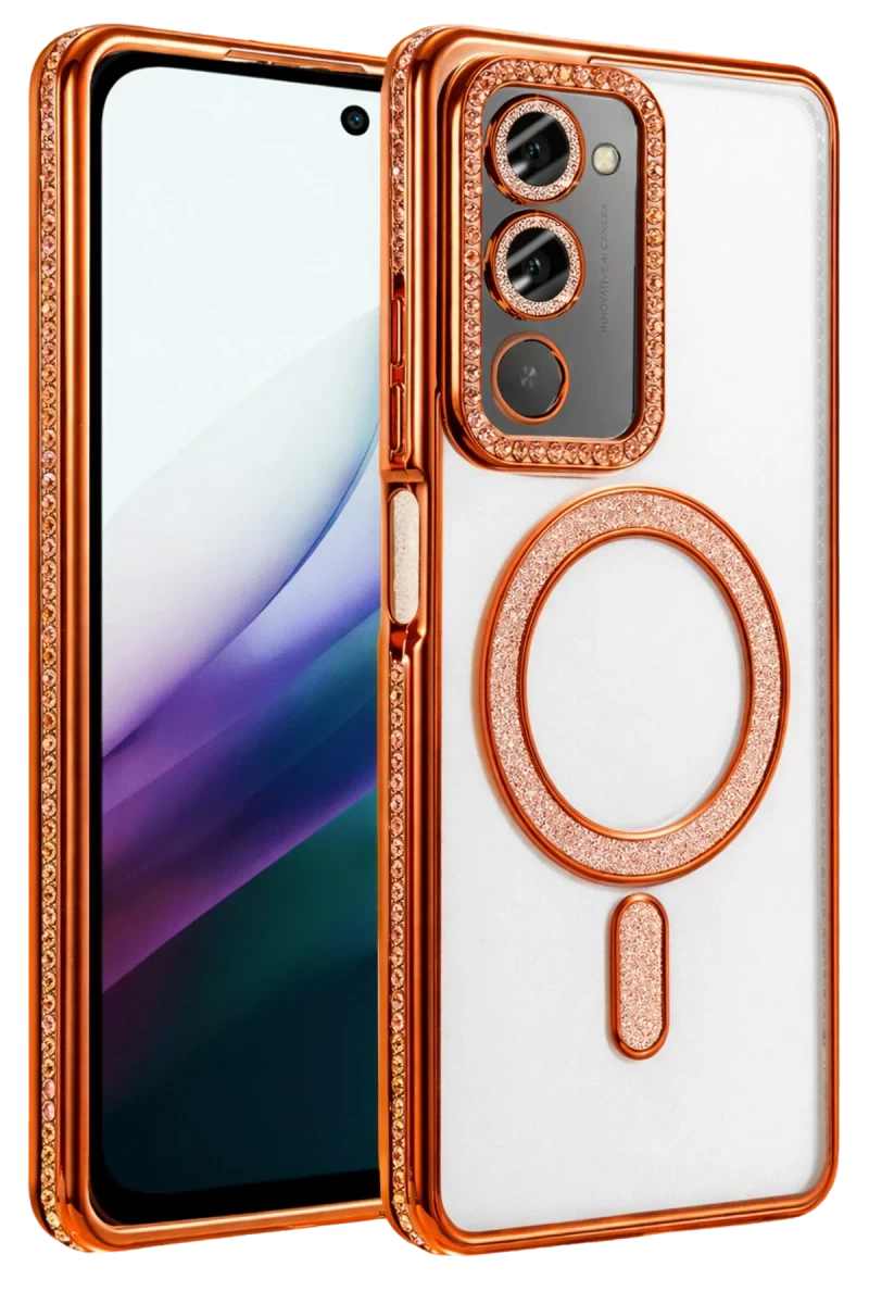 Xiaomi Redmi 15 4G Uyumlu Joke Simli Magneticsafe Kılıf - Turuncu
