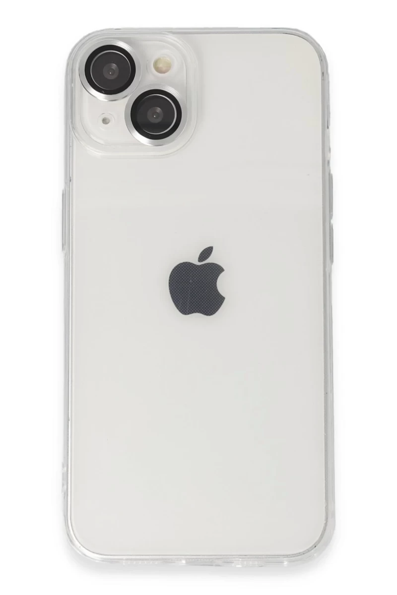 Apple iPhone 14 Uyumlu Kılıf Luko Lens Silikon - Gümüş