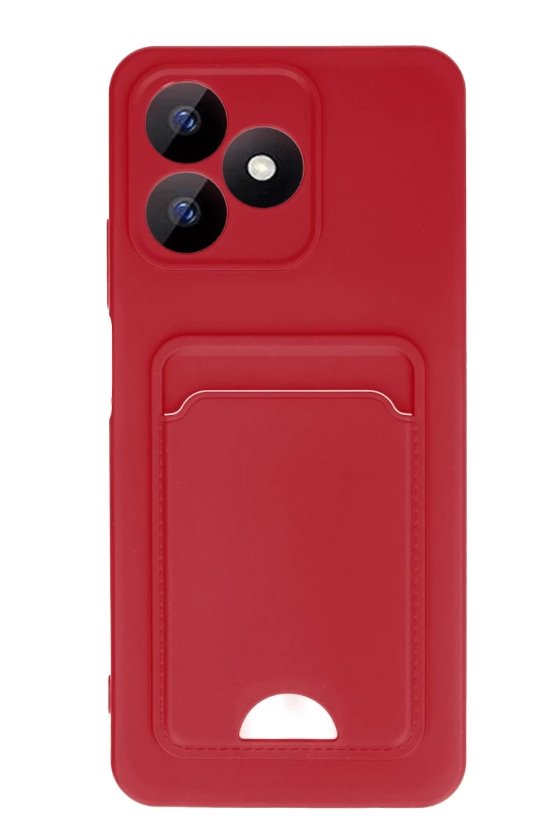 Realme Note 50 4G Uyumlu Kılıf Kelvin Kartvizitli Silikon - Kırmızı
