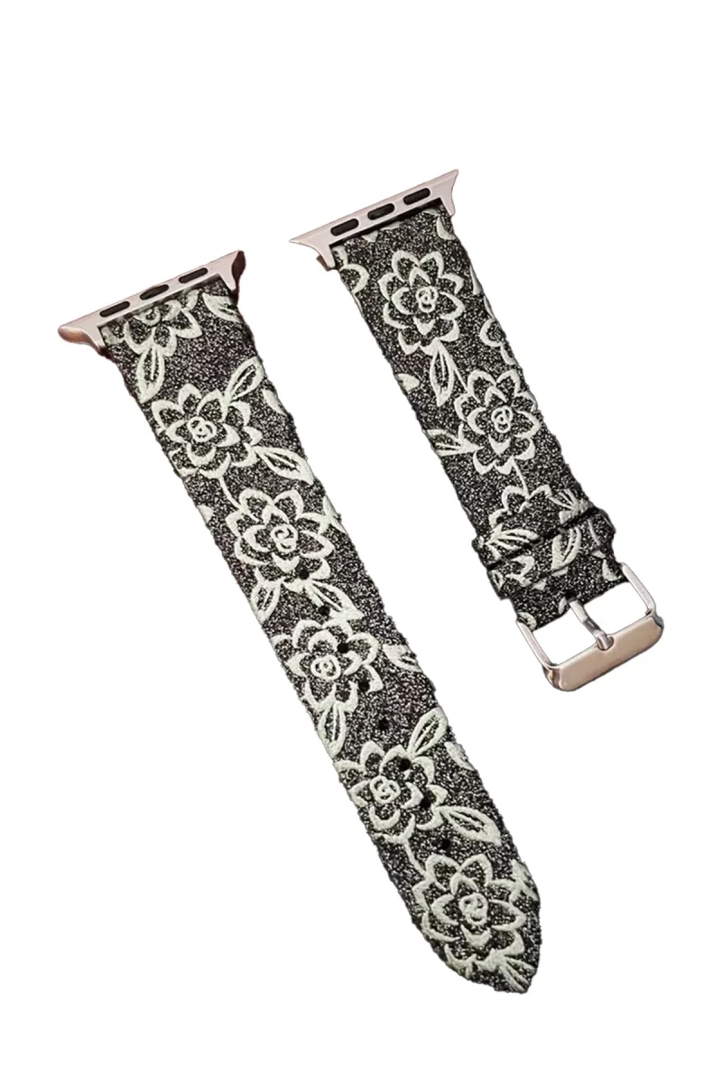 Apple Watch 42mm Uyumlu Creeper Desenli Kordon - Siyah